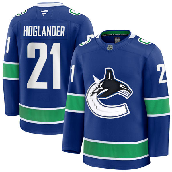 Men's Vancouver Canucks #21 Nils Hoglander Fanatics Home Blue Player Jersey